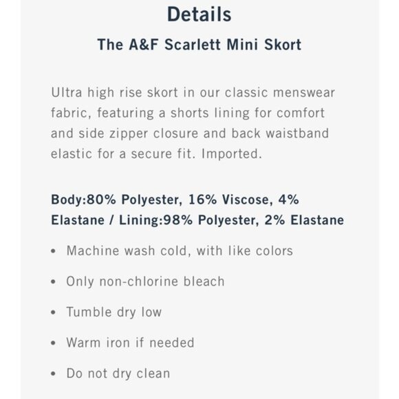 NEW XS A&F Scarlett Mini Skort Dark Grey Stripe Menswear - Picture 7 of 7